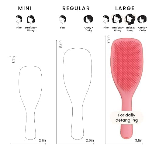 Tangle Teezer Large Ultimate Detangler Hairbrush for Wet & Dry Hair, Eliminates Knots & Reduces Breakage for Long, Thick, & Curly Hair Types, Coral Pink thumbnail 5