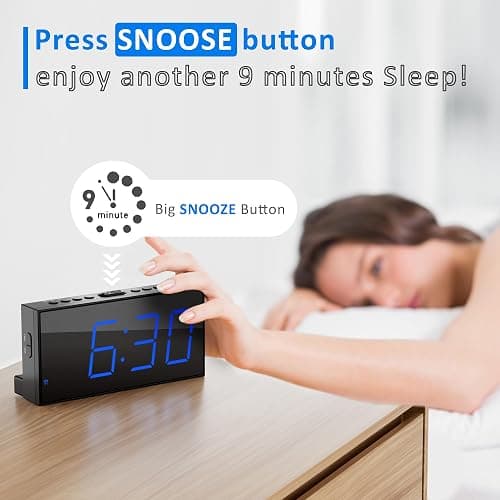 Roxicosly Alarm Clocks for Bedrooms, Digital Clock with 7.5''Large LED Display, Dual Alarms, USB Charging Port, 5 Brightness, 5 Volume, Big Snooze, 12/24H&DST, Battery Backup, AC Powered Alarm Clock thumbnail 4