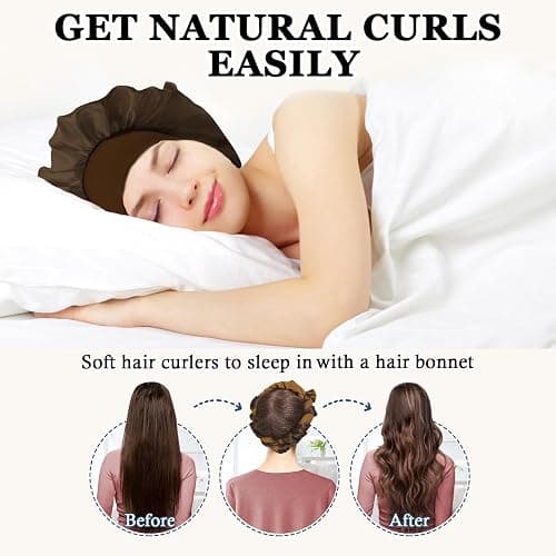 Gwabee Heatless Curls Overnight Hair Curler, 70" Soft Hair Curlers to Sleep In No Heat Curls Overnight, 9 PCS No Heat Curlers Set for Women - Golden Brown thumbnail 2