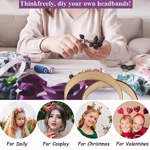Wecoe Satin Headbands for Women and Girls - 10 Pack 1.3 Inch Wide Non-Slip Fashion Headbands in Neutral Colors, DIY Holiday Hair Accessories thumbnail 6