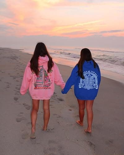 Yojeasrio Oversized Graphic Hoodie for Teens Girl Y2K Ocean Floral Embroidered Preppy Hoody Sweatshirt Cute Aesthetic Sweater thumbnail 6