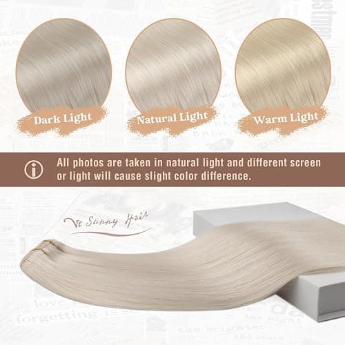 Ve Sunny Clip in Human Hair Extensions Platinum Blonde Clip in Hair Extensions Real Human Hair Clip on Extensions Human Hair Daily Use 120g 7pcs 16inch thumbnail 5
