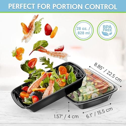 GUANFU Meal Prep Containers 1 Compartment, BPA Free Reusable Food Prep Containers with Lids - Microwave, Freezers & Dishwashers Safe - Stackable Storage Lunch Boxes (10 Pack 28 oz) thumbnail 3