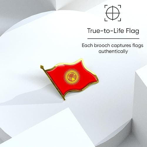 Kyrgyzstan Flag Lapel Pin - Enamel Metal National Badge | World Travel Souvenir Gifts for Men & Women | Country Flag Patriotic Brooch Bulk Pack of Pins for Hat, Tie, Clothes, Backpack (1pc) thumbnail 4