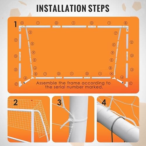 ORIENGEAR Soccer Goal, 12x6/10x6.5/8x6/6x4 Full Size Soccer Goals for Backyard, Soccer Net with Training Discs, Portable Soccer Goal for Kids and Adults with 1 Carry Bag, Porterias De Futbol thumbnail 3