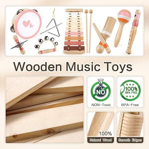 Kids Musical Instruments Musical Toy Xylophone Maracas Girl Toys Baby Wooden Baby Toys for Girl Boy Gifts thumbnail 7