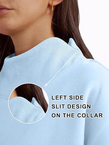 Trendy Queen Womens Mock Neck Sweatshirts Oversized Pullover Fall Outfits | Fall Fashion Clothes 2026,Airport Travel Outfits,Long Sleeve Tops,Trending Soft Fleece,Casual Work Hiking Lounge Clothing thumbnail 6