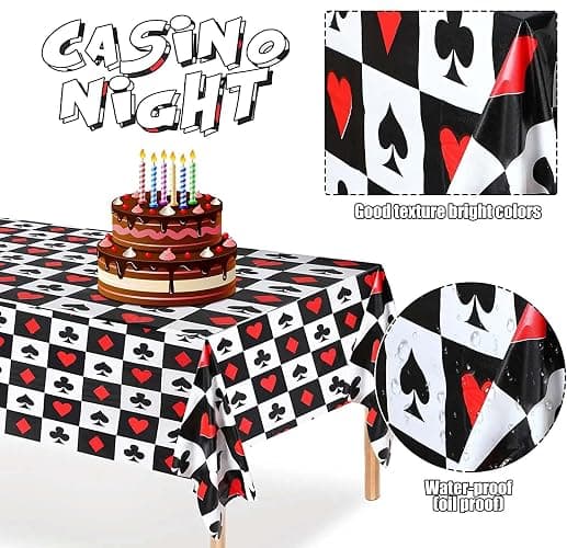 Casino Theme Party Decorations - Contain Casino Backdrop & Poker Tablecloth Las Vegas Theme Game Night Photography Background for Casino Birthday Party Supply thumbnail 4