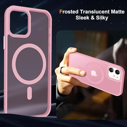 ORETECH Magnetic for iPhone 12 Case/iPhone 12 Pro Case, [Compatible with MagSafe][2 Pcs Screen Protectors][15 FT Drop Protection], Frosted Translucent Shockproof Phone Case Cover 6.1" Light Pink thumbnail 4