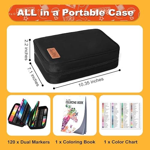 120 Colors Dual Tip Brush Pens Art Markers for Adult Coloring Books, Artist Drawing Sketch Markers Set with Fine & Brush Tip thumbnail 3