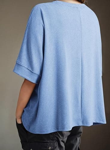 Dokotoo Summer Shirts 2026 Womens Solid T Shirts for Women Loose Oversized Tops Basic Tee thumbnail 4