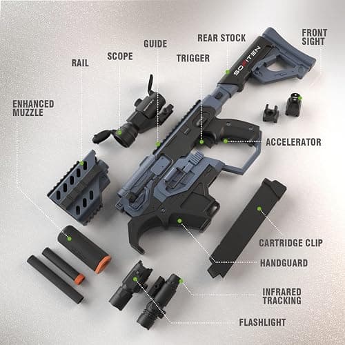 SOFITEN Toy Gun Automatic Sniper Rifle with Tactical Vest Kit, Scope. Toy Foam Blaster Dart Toys with 120 Darts, IR and Flashlight. The Shooting Activity Game for Kids Age 8+ thumbnail 2