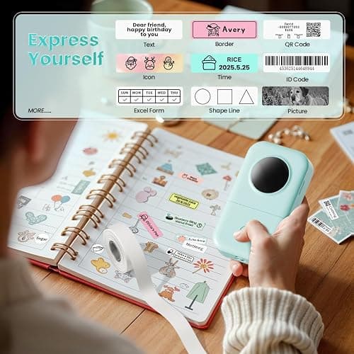 Phomemo D30 Label Maker Machine, Portable Bluetooth Mini Label Printer, Smartphone Handheld Thermal Sticker Small Labeler Multiple Templates Font Icon Inkless Custom Label for Home Kids School Items thumbnail 5