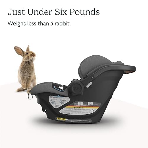 UPPAbaby Aria Lightweight Infant Car Seat/Just Under 6 lbs for Easy Portability/Base with Load Leg + Infant Insert Included/Direct Stroller Attachment/Greyson (Charcoal Mélange/Saddle Leather) thumbnail 5