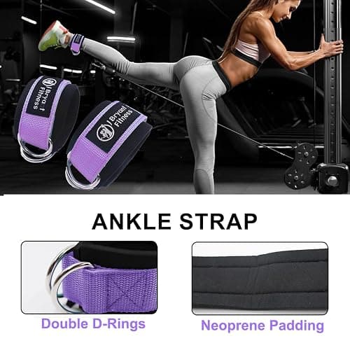 J Bryant Barbell Pad Set for Squats Bench Press Workout, Including Thick Cushioned Hip-Thrusts Pad with Carry Bag, Weight Lifting Straps, Hip Resistance Band and 2 Ankle Straps for Cable Machines thumbnail 5