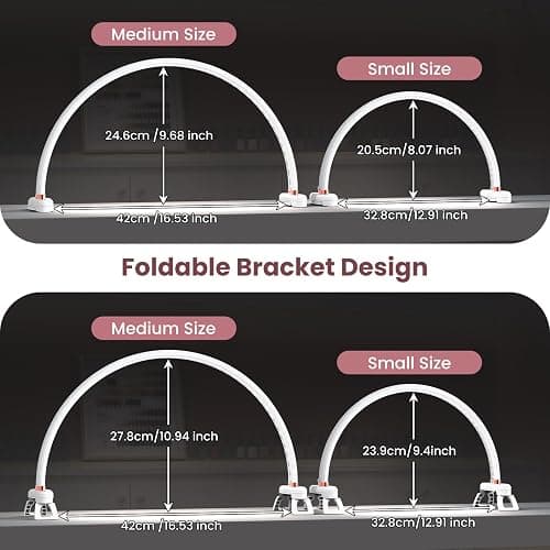 Yokilly Arc Half Moon Light: 16" Half Moon Light with Foldable Bracket for Desk Salon Table Use - No Flicker & Shadow-Free Desk Lamp with Stepless Brightness 3000-6500K for Manicurist Nail Tech thumbnail 5
