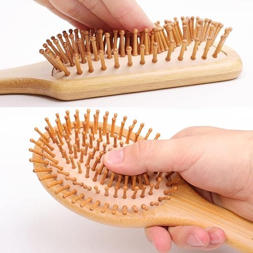 3PCS Bamboo Hair Brush Set,Natural Wooden Brush for Women, madam, Paddle Detangling Brush for Dry/Curly/Thick/Thin/Straight Hair thumbnail 4