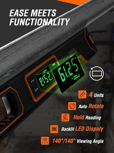 Mecurate 24-Inch Digital Level, Professional Smart Precision Torpedo Level Tool, Bright LCD Display, Audible Alerts, Magnetic Bottom, Dust Water Resistant, with Carrying Case thumbnail 3