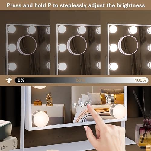 Hansong Vanity Mirror with Lights Lighted Makeup Mirror with 9 LED Bulbs Plug in Light Up Makeup Mirror with Lights 360 Rotation with 10x Magnifying Mirror Tabletop thumbnail 3