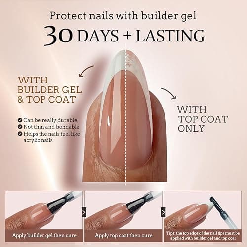 BTArtbox XCOATTIPS False Nails French Tip, 160pcs Short Square Press on Nails Soaked Off, Brown Soft Gel Nail Tips for Gel Extensions in 16 Sizes thumbnail 4