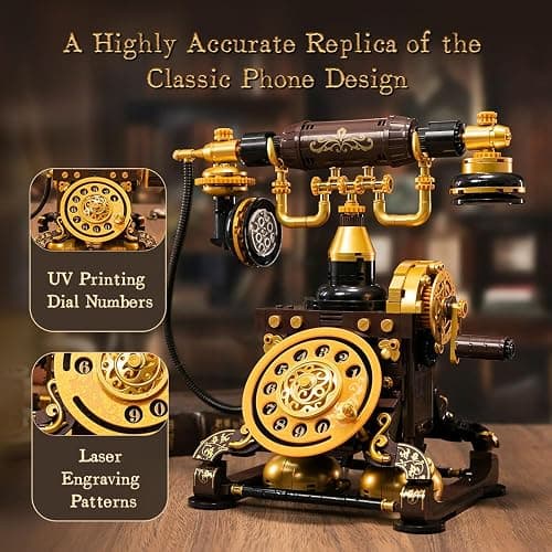 PANTASY Retro Phone Building Blocks Set for Adults, Vintage DIY Telephone Model Kit with Realistic Design, Creative Home Decor Gift, Ideal Gifts for Collectors & Hobbyists thumbnail 4