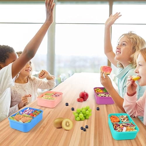 Caperci Classic Bento Box Adult Lunch Box for Older Kids - Leakpoof 47 oz 3-Compartment Lunch Containers for Adults and Teens, Built-in Utensil Set, Ideal for On-the-Go Balanced Eating, Pink thumbnail 2