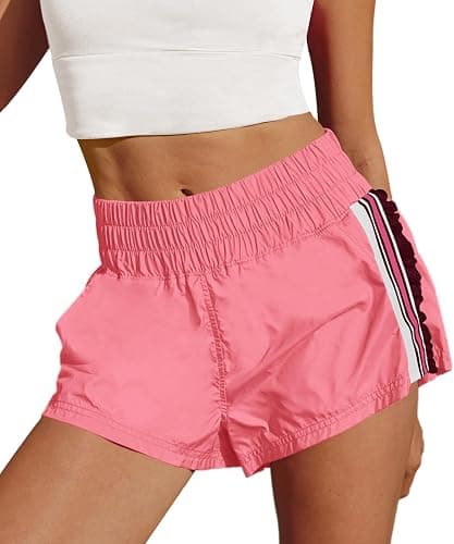 LAMISSCHE Womens Running Shorts Athletic High Waisted Biker Shorts Summer Workout Quick Dry Striped Ruffle Short thumbnail 2
