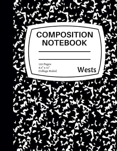 Composition Notebook College Ruled: Black Marble Composition Book - Black Notebook Journal for School, College, University, Work, Office Supplies - 8.5" x 11" - 110 Pages - Blank Lined Notebook - Image 1