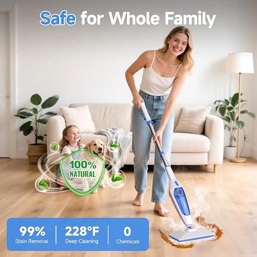 SENMO Steam Mop, 14-in-1 Detachable Steam Cleaner for Home and Floor, 1300W 228°F Deep Cleaning MultiPurpose Floor Steamer with 14 Attachments for Hardwood Floors, Tile, Grout, Furniture, Carpet, Wall thumbnail 5