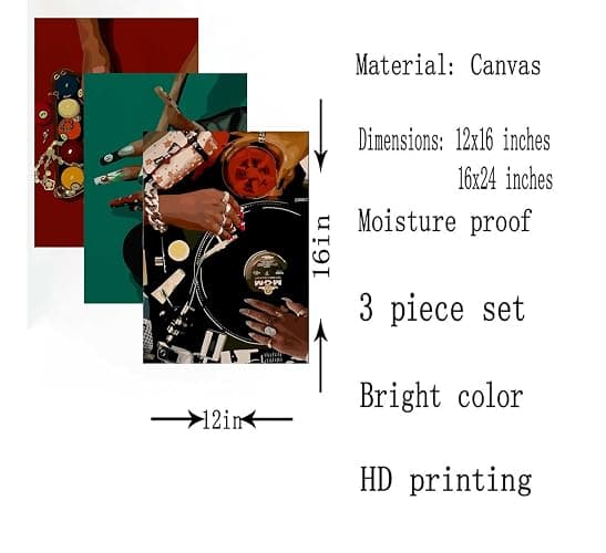 3Pcs Black Woman Wall Art Fashion African American Women Wall Decor Posters Abstract Billiards Lucky Black 8 Canvas Painting Pictures Prints For Bedroom Living Room Framed 12x16 Inch thumbnail 5