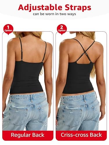 EasyGala Womens Padded Cami Tank Tops Double Lined Spaghetti Strap Built in Bra Shirts Slim Fitted Basic Summer Cloth 2026 thumbnail 4