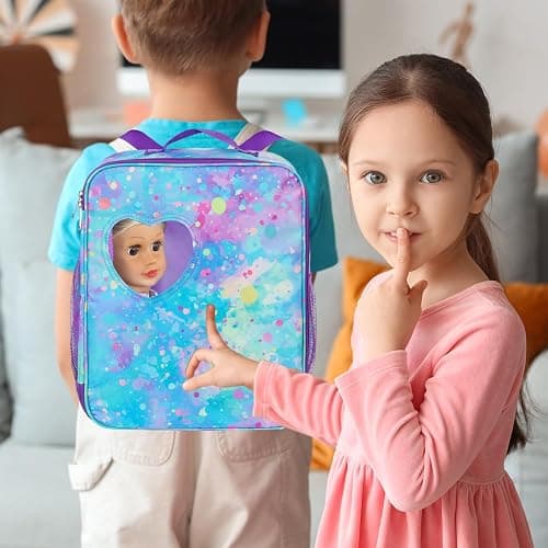 18 Inch Doll Carrier Backpack - Blue and Purple Tie-Dye Style Travel Set with Accessories thumbnail 6