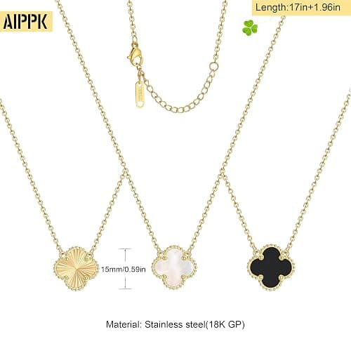 AIPPK Clover Pendant Necklace Set for Women 18K Gold Plated Four Leaf Clover Necklace Lucky Simple Jewelry Gifts for Women 3Pcs thumbnail 2