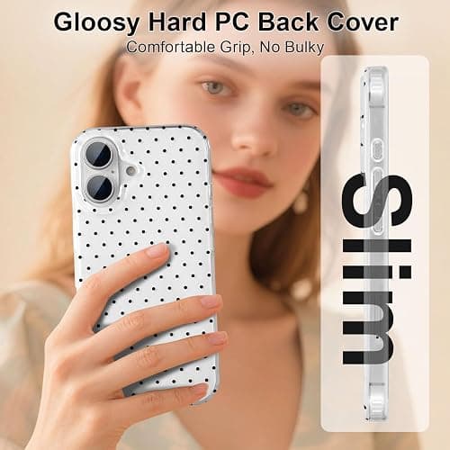 QLTYPRI Cute Polka Dot Phone Case for iPhone 16 Plus, White | Polka Dot Fashion Aesthetic Design for Women Girls, Pretty Stylish Kawaii, Slim Fit, Durable TPU Shockproof Protective Case thumbnail 5
