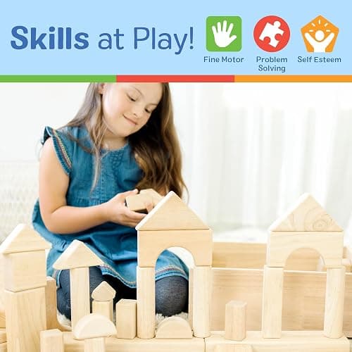 Melissa & Doug Standard Unit Solid-Wood Building Blocks With Wooden Storage Tray (60 pcs) Classic Wooden Blocks For Toddlers Ages 3+ thumbnail 6
