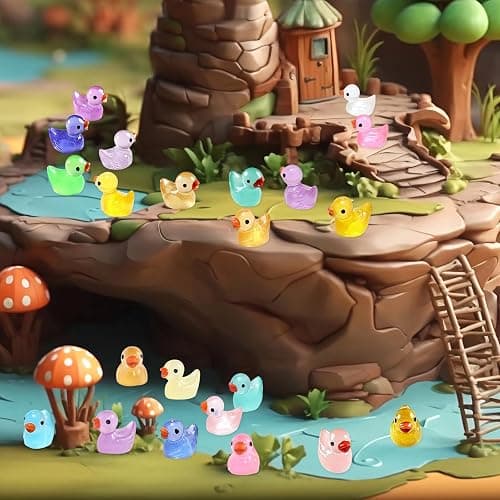 225 Pcs Mini Resin Ducks Bulk, Glow in The Dark Tiny Duck Figurines for Miniature Dollhouse Decor, Fairy Garden, Aquarium Landscape, DIY Crafts, Party Favors, Hide & Seek Game, Classroom Activities thumbnail 6