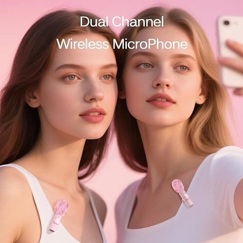 LIZHUZHONG Wireless Lavalier Lapel Microphone for iPhone, iPad, mini Video Recording Mic for Interview Video Podcast Vlog YouTube & Livestream, Noise Reduction, Plug & Play (Pink) thumbnail 2