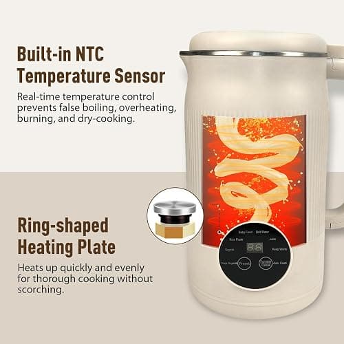 Nut Milk Maker 8 in 1, 1200ml Automatic Soy Milk Maker, Baby Food Processor with Delay Start, Keep Warm and Self-Cleaning for Almond Milk, Oat Milk, Cashew Milk, Soups, Porridges and Smoothies thumbnail 8