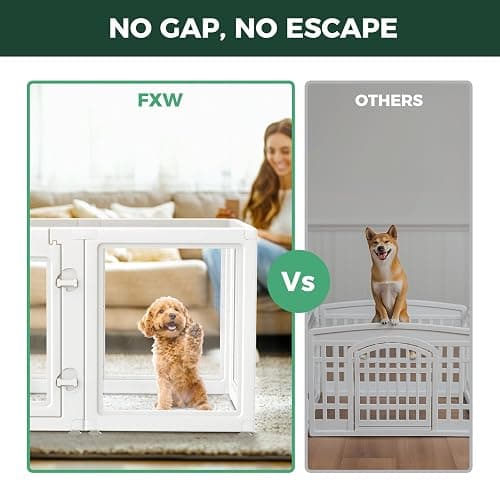 FXW AuraSpace Acrylic Indoor Dog Playpen for Puppies and Small Dogs, 24 Inch, 8 Panels, White thumbnail 2