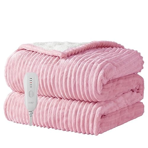 Texciting Heated Blanket Electric Blanket Throw 50”X60”-Heating Throw with 5 Heat Settings-3 Hours Auto Off,ETL Certified,Machine Washable (Pink) - Image 1
