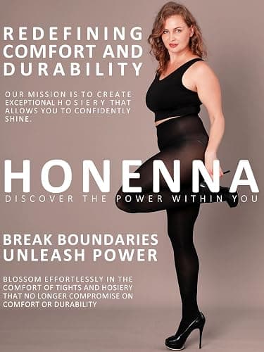 HONENNA Queen Plus Size Tights Semi Opaque Control Top High Waist Stockings Nylons Pantyhose for Women 1X 2X 3X 4X 5X 6X thumbnail 8