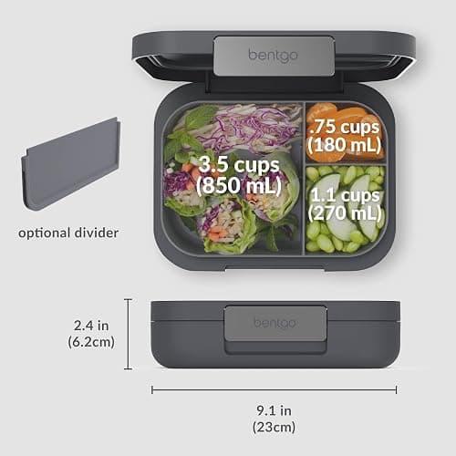 Bentgo® Modern - Versatile 4-Compartment Bento-Style Lunch Box for Adults and Teens, Leak-Resistant, Ideal for On-The-Go Balanced Eating - BPA-Free, Matte Finish and Ergonomic Design (Dark Gray) thumbnail 2