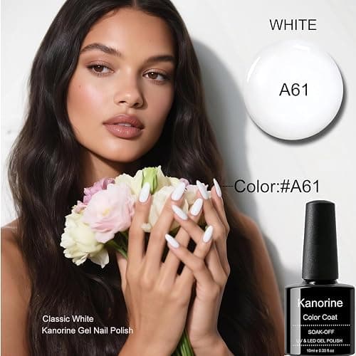 KANORINE Gel Polish Soak-Off UV/LED White Colour Gel Nail Polish white Color Coat Gel Nail Varnish Nail Art TYPE french manicure Long Lasting 10ml thumbnail 3
