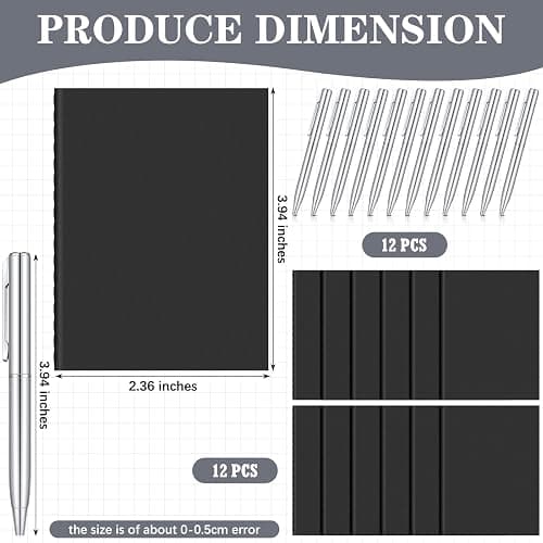 24 Pcs Mini Pocket Notebook Set, 2.5" x 4" Small Kraft Notebook Ballpoint Pen Bulk, Tiny Blank Paper, Mini Journal Sketchbooks Composition for Men Woman School Office Travel Gifts(Black Color) thumbnail 3