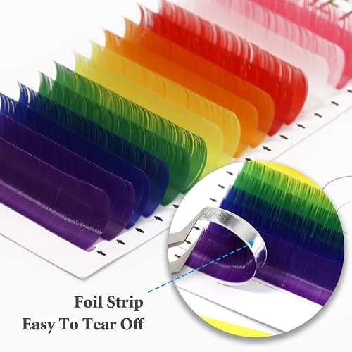 MERETON 16 Rows Colored Lash Extensions White Pink Red Golden Yellow Green Blue Purple Mix Color 0.05mm D Curl Individual Single Eyelash Extensions colored lashes extensions（0.05 D 12mm) thumbnail 4