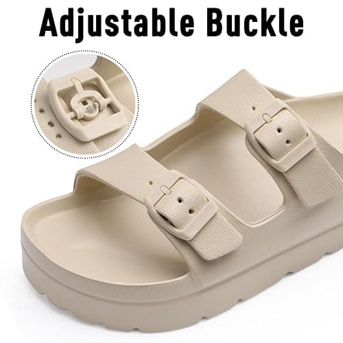 Goosecret Women's Comfortable Arch Support Walking Platform Sandals | Lightweight Chunky Slip-On Foam Slides with Adjustable Buckle, Sandals for Beach and Daily Wear thumbnail 5