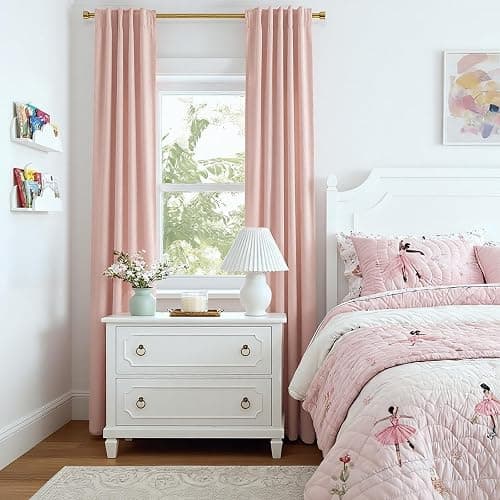 INOVADAY 100% Blackout Curtains for Bedroom, Black Out Curtains 84 Inch Long, Clip Rings Linen Blackout Drapes, Thermal Insulated Room Darkening for Living Room, 2 Panels - Blush Pink,W50xL84 thumbnail 7