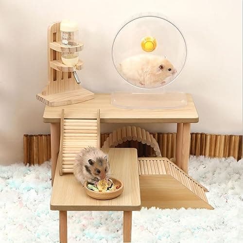 3BAO 2-Piece Set Hamster Play Wooden Platform for Dwarf Syrian Hamsters Gerbils Mice Degus or Other Small Pets thumbnail 3