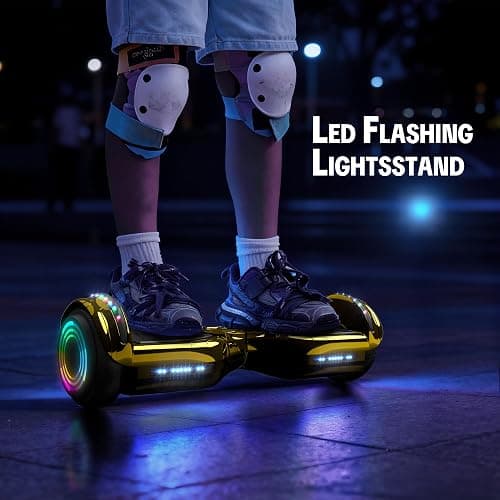 XERATH All Terrain hoverboard with Bluetooth Speakers,hoverboards for a 7-12 year old with bright LED lights and flashing wheels,hoverboard adult with self-balancing control system&UL2272 Safety Certification,for All Ages (GOLD) thumbnail 2