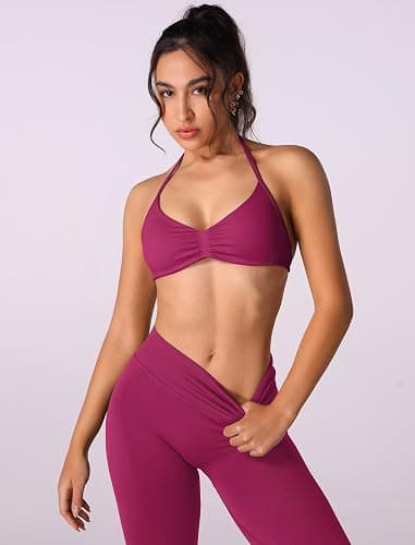 ABOCIW Workout Sets for Women 2 Piece Seamless Halter Sports Bra Scrunch Butt High Waist Leggings Gym Yoga Outfits thumbnail 6